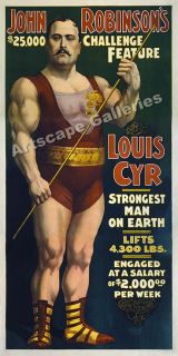 1898 Circus Strongman Show Huge 6' Tall Poster  