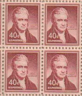 John Marshall Set of 4 x 40 Cent US Postage Stamps New  