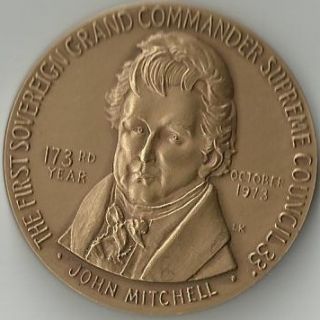 JOHN MITCHELL MEDALLION MEDALLIC ART First Sovereign Grand Commander Supreme  