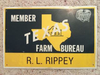 Old Vintage John Deere Green Texas Farm Bureau Sign  