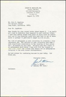John s McCain Jr Typed Letter Signed 08 13 1973  
