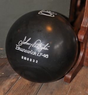 Vintage Johnny Petraglia Brunswick Lt 48 16 lb Black Bowling Ball Undrilled Box  
