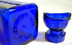 Vintage Cobalt Blue John Wyeth Medical Bottle 1899 Wyeth Eyewash Cup  