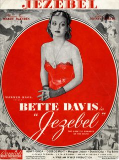 Bette Davis 1938 – Movie "Jezebel" Johnny Mercer Song Sheet Music  