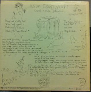 David Earle Johnson Skin Deep Yeah LP Mint JDE 1 Vinyl 1979 Record  