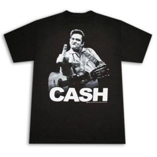 Johnny Cash Flipping The Bird Black Graphic T Shirt  