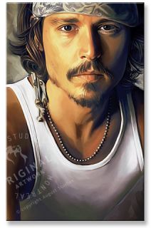 Johnny Depp Original Signed New Canvas Art Painting  