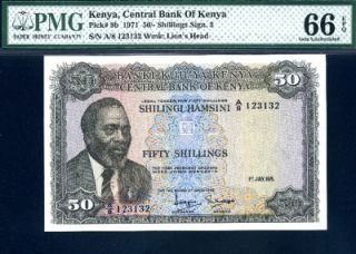 Kenya Mzee Jomo Kenyatts P 9B 50 Shillings 1971 Gem UNC PMG66 EPQ  