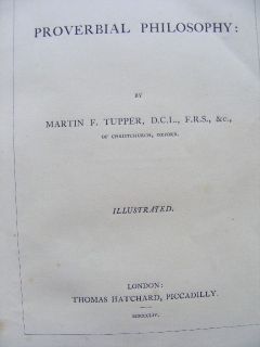 1854 PROVERBIAL PHILOSOPHY by MARTIN TUPPER Illus JOHN TENNIEL et SUPERB BINDING  