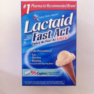LACTAID Fast Act Lactose Enzyme Supplement Prevent Gas Diarrhea Bloating 96 Caps  