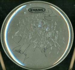 Journey Signed Used Drumhead CD Cover Drumsticks Autograph by 5 Framed  