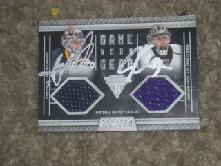 Ryan Miller Jonathan Quick Autographed Panini Authentic Dual Jersey Card 2012  