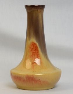 Vintage Muncie Gloss Tri Color Peachskin Drip Purple Vase 1930's 4 Shape 106  