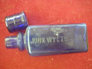 Antique Cobalt Blue Bottle John Wyeth and Bros Medicine Measure PATEND1899  
