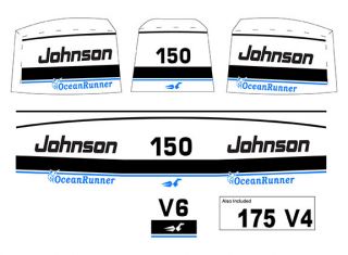 Johnson Ocean Runner 150 175 HP Motor Decals Stickers  
