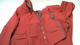 Pierre Jonathan Retro Boys Dressy Sz 14R Pants Vest Jacket Dark Red Solid Auth  