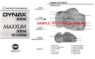 Minolta Maxxum 300si RZ330si Dynax 300si Instruction Manual  