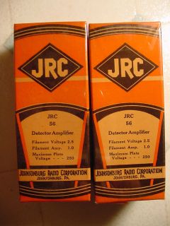 Pair Vintage Collectable RARE JRC 56 Tube Factory SEALED Johnsonburg Radio Corp  