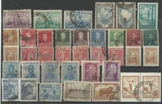 Argentina Early to Mid 1900's Jose de San Martin and Other Used Stamps Lot Ovpt  