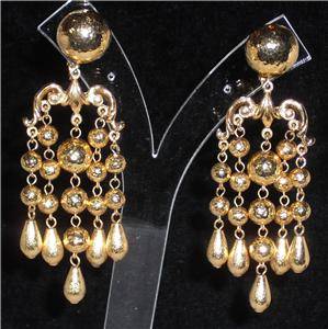 Jose Maria Barrera Gold Plated Chandelier Clip Earrings  