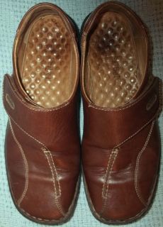 Josef Seibel RICH BROWN LEATHER Velcro strapped LOAFERS shoes 8 5 39  