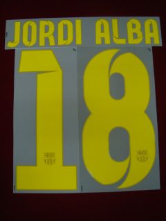 JORDI ALBA 18 Barcelona HOME 2012 13 Nameset YELLOW  