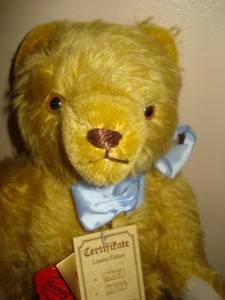 German Sparse Golden Mohair Hermann Jointed Teddy Bear 30 cm Tall with Tags  