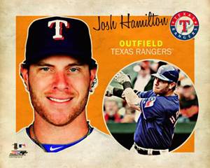 Josh Hamilton RETRO SUPERCARD Texas Rangers Baseball Premium Poster  