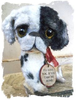 Antique Retro Style ★ Big Eye Sad Pity Puppy Dog Needs A Home★by Whendi's Bears  