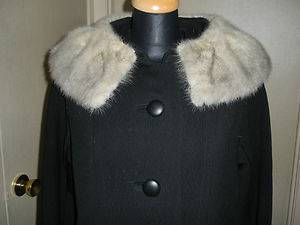 Vintage 1960s Joseph Stein for Pierre Crillon coat with mink fur collar MINT  