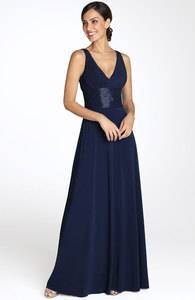 JS Boutique DARK NAVY BLUE Beaded Waist Shoulders Matte Jersey Gown 2 198  