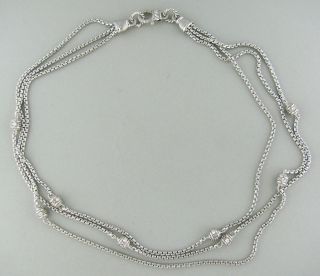 Judith Ripka Sterling Silver CZ 3 Strand Necklace
