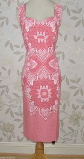 Lovely BNWT Julien Macdonald Star  Pink Abstract Print Dress