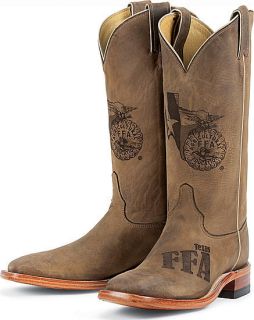 Justin Mens New FFA10M Texas FFA Tan Brown Leather Farmers Western
