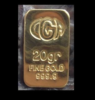 20 Grain GR 24K Pure 999 Fine Jumbo Gold Bullion Certified Bar Free 5