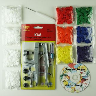 KAM Snaps Starter Kit Pliers Awl 100 Sets for Cloth Diapers Baby Bibs
