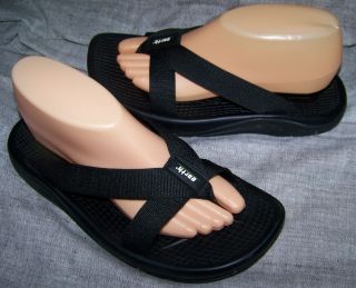 Kalso Earth Cabo San Lucas VEGAN Black Strap Thong Sandals EUC Size 9