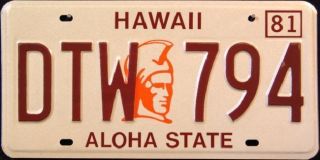 HAWAII ** ALOHA STATE   KING KAMEHAMEHA I ** MINT 1981 License Plate