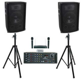 300 Watt Karaoke DJ System Speakers Amplifier Mixer Microphones New