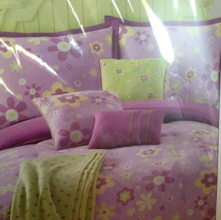 Home 6pc Twin Comforter Sham Throw Pillow Set Kasey Lavender