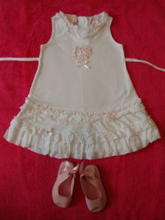 Toddler Girl Boutique KATE MACK Baby Biscotti Size 3T WHITE PINK DRESS