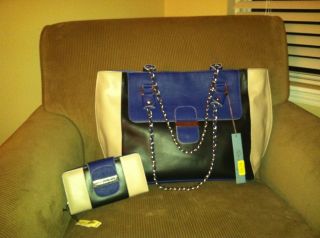 Kate Landry Sofia Colorfly Colorblock Leather Chain Handbag Bag Wallet