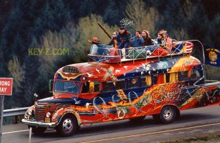 Ken Kesey Riding on Top of Furthur Bus Merry Pranksters Poster