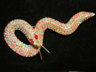 Kenneth J Lane Rhinestone Snake Pin Really Huge Beautiful Pin