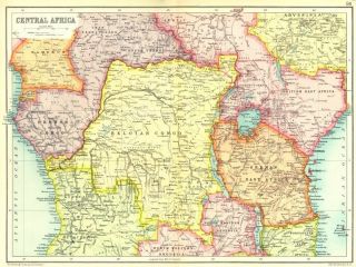  AFRICA French Belgian Congo British German Kenya Tanzania 1909 map
