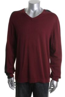 Kenneth Cole NEW Give Me A V Red Ribbed Sleeve Stripe V Neck Sweater L