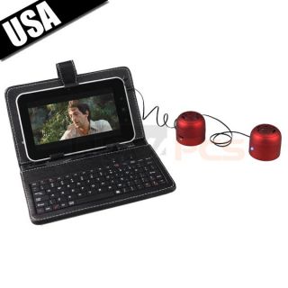 1080p Tablet Touchscreen Leather Case Keyboard Dual Speakers
