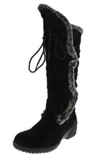 Khombu NEW Solar Black Suede Faux Fur Knee High Snow Boots Shoes 6 5