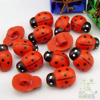 20 Pcs Cute Wood Ladybug Buttons Lot Craft Kids