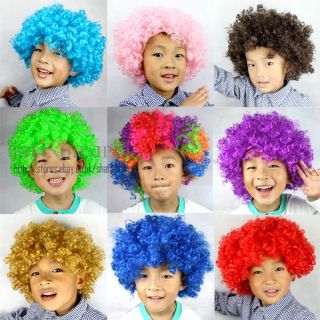 Afro Wig Curly Hair Clown Fancy Dress Bob Cosplay Costume Kids Circus